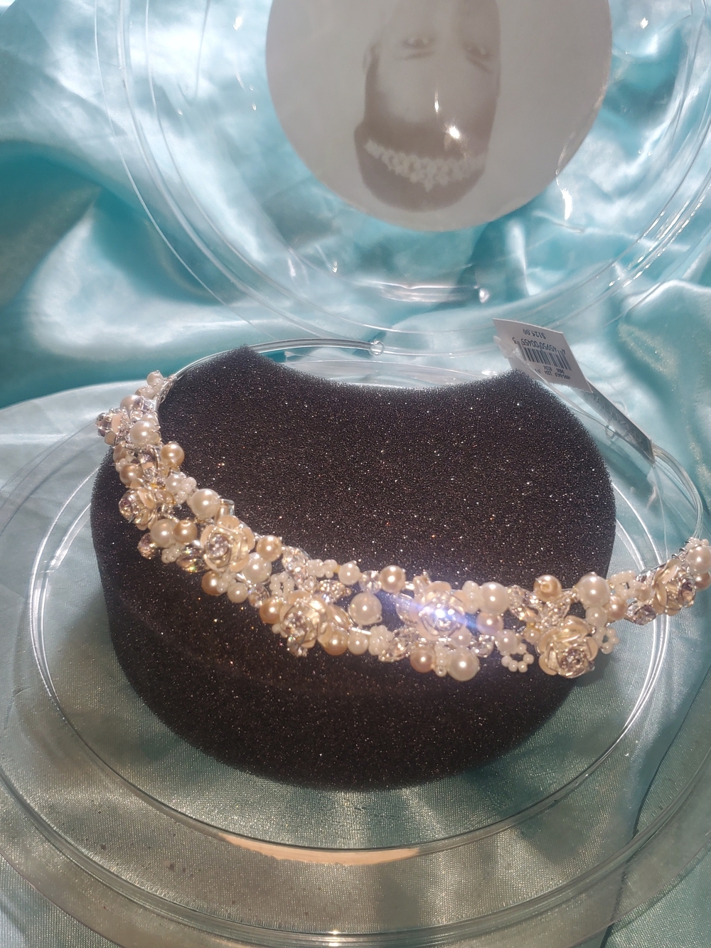 David's Bridal Pearl and Crystal Floral Headband - Ivory